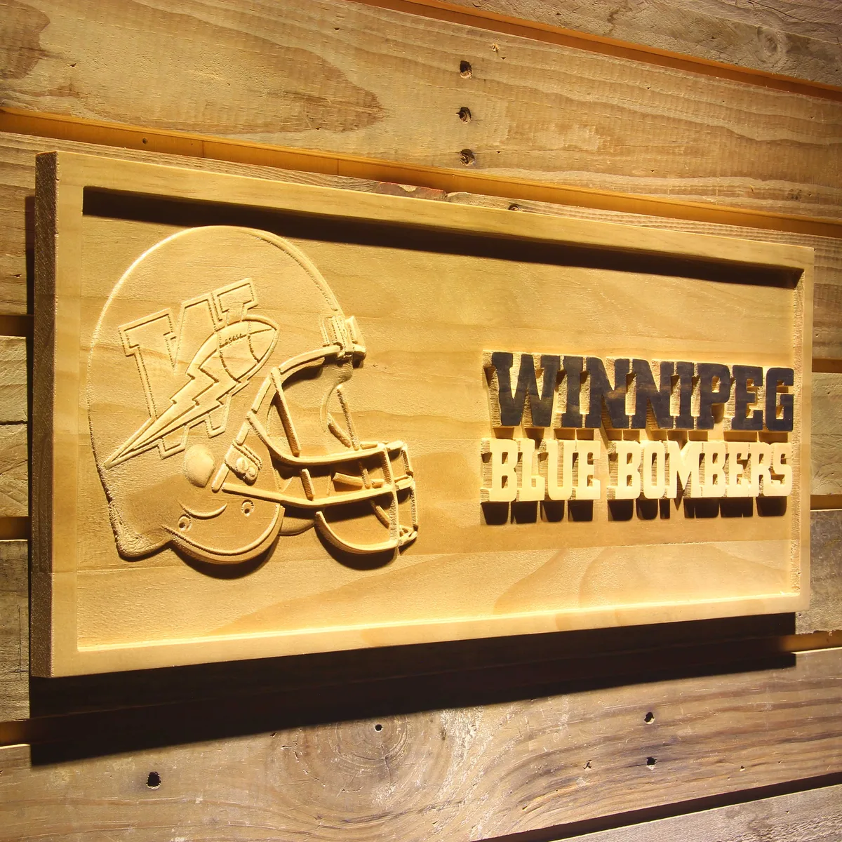 Winnipeg Blue Bombers Helmet Wood Sign - Legacy Edition