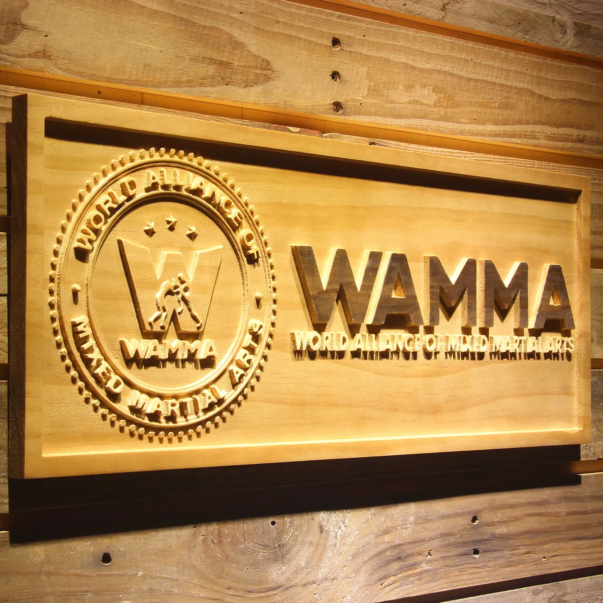 World Alliance of Mixed Martial Arts WAMMA Wood Sign